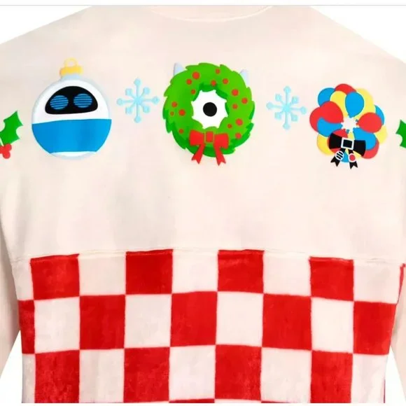 XL NEW 2022 Disney Pixar Christmas Ornament Checkered Fleece Spirit Jersey NWT